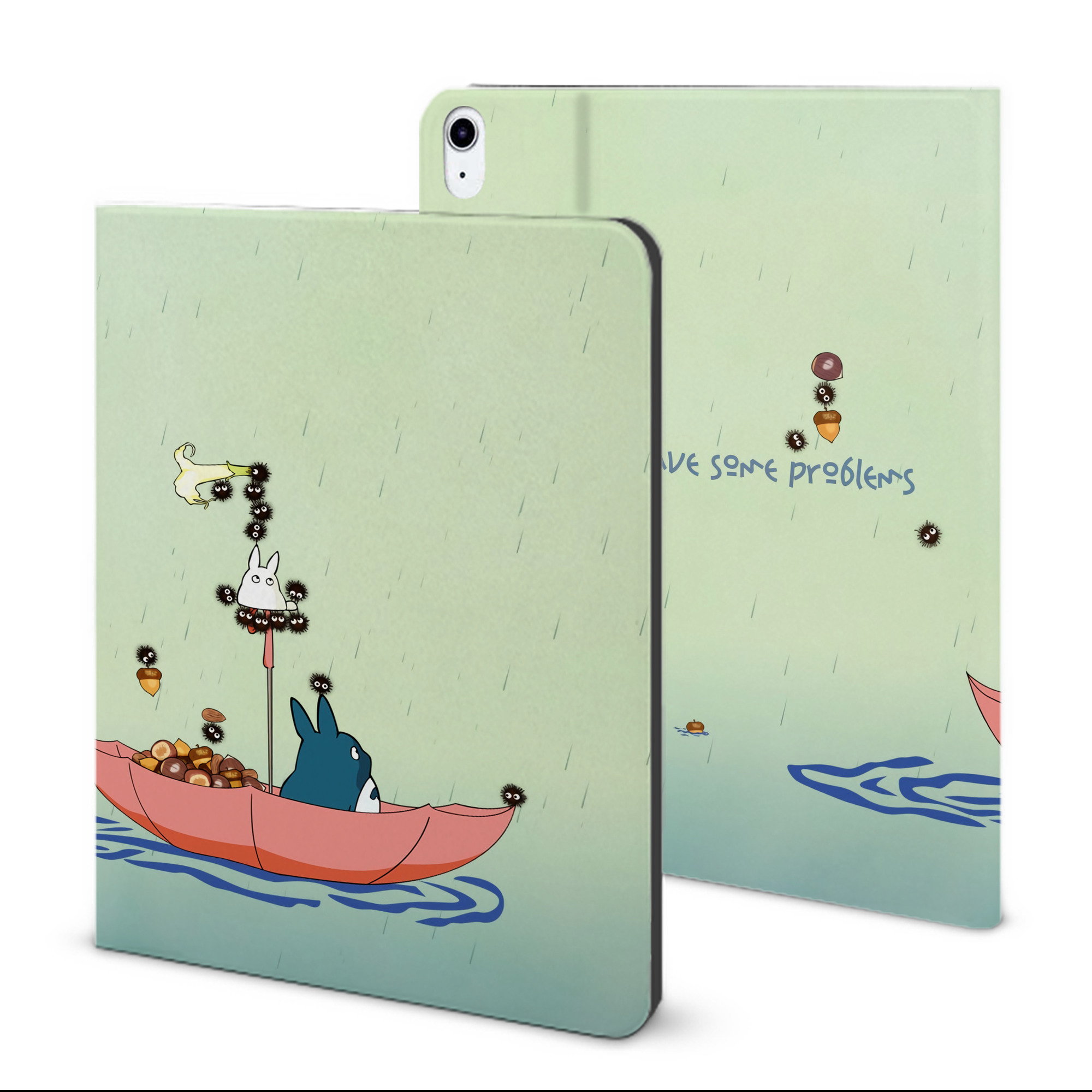（画像用） となりのトトロ 草壁メイ 草壁サツキ My Neighbor Totoro Satsuki Kusakabe Mei Kusakabe IPad ケース ブック型 PUレザー TPU 耐衝撃 軽量 薄型 ペン収納なし 全面保護 IPad 各モデル対応